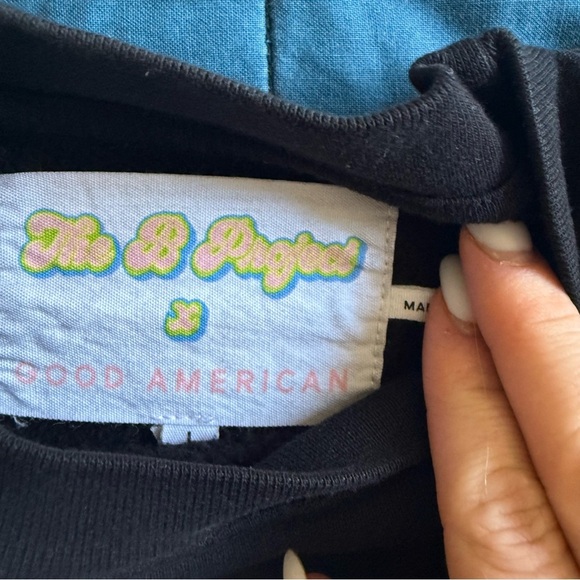 Good American Oversized Crew Neck B Project "Self Made Woman" Sweatshirt Black L - Picture 5 of 10